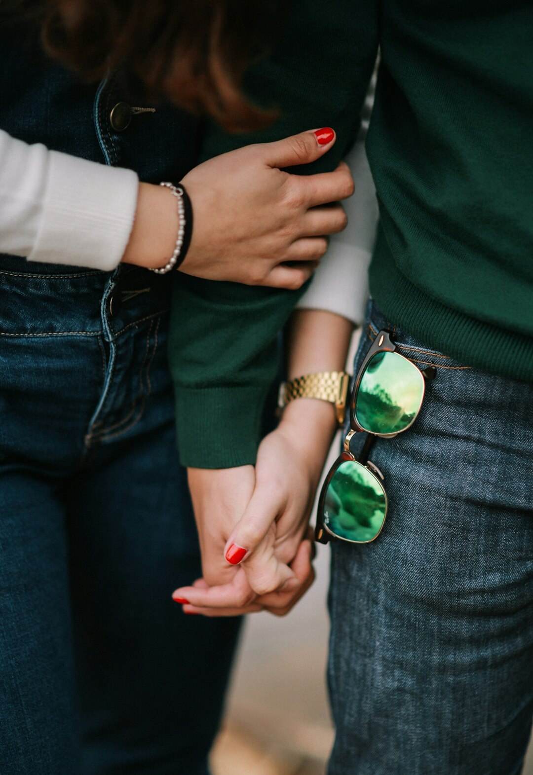 happy couple holding hands