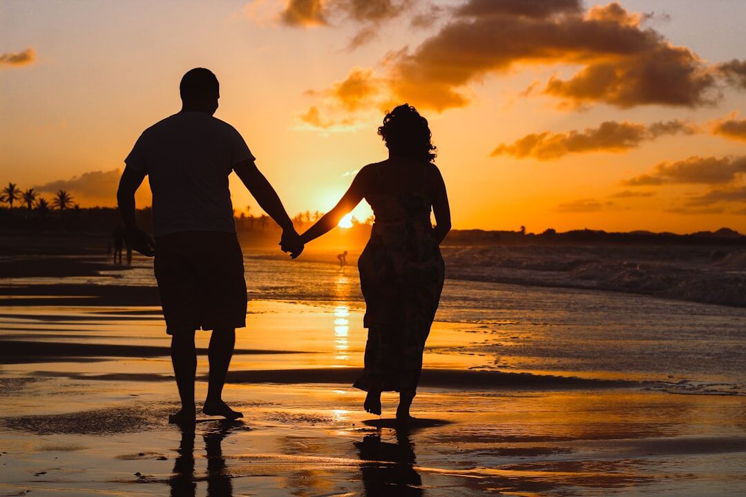 couple walking on beach